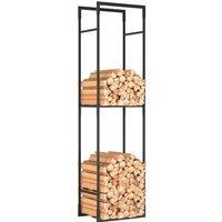 Havendro Metal Firewood Log Holder, Heavy Duty Firewood Rack in Black