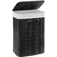 Havendro Black Bamboo Laundry Basket with Lid Foldable Clothes Bin