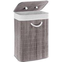 Havendro Grey Bamboo Laundry Basket with Lid Foldable Clothes Bin