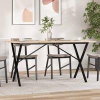 Berkfield Home Dining Table X-Frame 160x80x75 cm Solid Wood Pine & Steel in Brown | Size: 160 x 80 x 75 cm