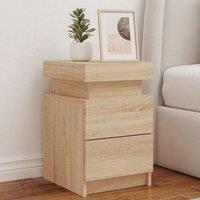 Berkfield Home Bedside Cabinets with LED Lights 2 pcs Sonoma Oak 35x39x55 cm in Brown | Size: 35 x 39 x 55 cm