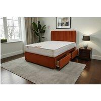 Knight Sleep SKY Plush Bed Set With Mattress, 2 Drawers Same Side & 24Headboard in Orange | Size: Double