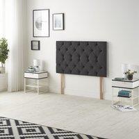 Somnior Premier Plush Velvet 32 Upholstered Divan Bed Headboard in Black | Size: Single