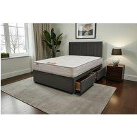Knight Sleep SKY Plush Bed Set With Mattress, 2 Drawers Same Side & 24Headboard in Charcoal | Size: Small Double