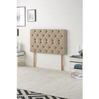 Somnior Premier Plush Velvet 32 Upholstered Divan Bed Headboard in Beige | Size: Small Double