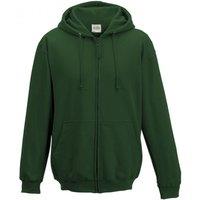 AWDis Men's Plain Hooded Full Zip Hoodie Zoodie in Green | Size: XL