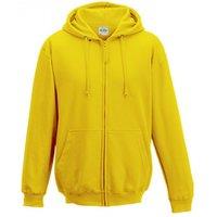 AWDis Men's Plain Hooded Full Zip Hoodie Zoodie in Yellow | Size: Medium
