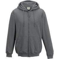 AWDis Men's Plain Hooded Full Zip Hoodie Zoodie in Dark Grey | Size: Large