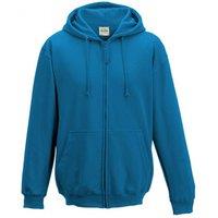 AWDis Men's Plain Hooded Full Zip Hoodie Zoodie in Mid Blue | Size: 2XL
