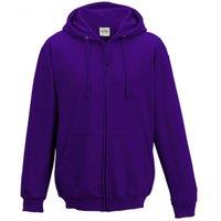 AWDis Men's Plain Hooded Full Zip Hoodie Zoodie in Purple | Size: 2XL