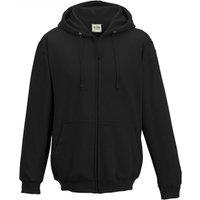 AWDis Men's Plain Hooded Full Zip Hoodie Zoodie in Jet Black | Size: Small