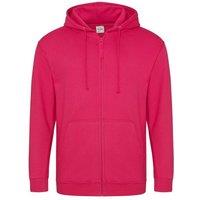 AWDis Men's Plain Hooded Full Zip Hoodie Zoodie in Pink | Size: XL