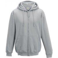 AWDis Men's Plain Hooded Full Zip Hoodie Zoodie in Grey | Size: 2XL
