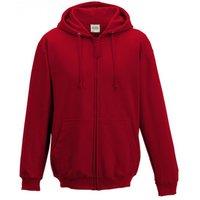 AWDis Men's Plain Hooded Full Zip Hoodie Zoodie in Red | Size: Large