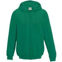 AWDis Men's Plain Hooded Full Zip Hoodie Zoodie in Bottle Green | Size: Medium