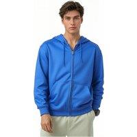 SweetLook Men's Plain Full Zip Up Polyester Hoodies for Men Uk in Royal | Size: Medium