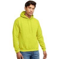 SweetLook Men's Men Plain Pullover Poly Cotton Blended Hoodies Uk in Bright Yellow | Size: Small