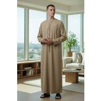 Infinity Leather Men's Eid Moroccan Jubba Robe Djellaba Ramadan Eid Thobe LFS-HM11 in Beige | Size: 60L