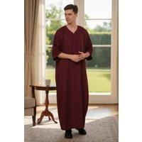 Infinity Leather Men's Moroccan Thobe Jubba Robe Eid Djellaba Gandoura LFS - HM62 in Wine | Size: 52L