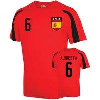 Spain Men's Mens Sports Training Jersey - A.Iniesta 6 in Red | Size: Large