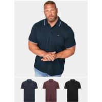 BadRhino Men's 3 Pack Tipped Polo Shirts in Dark Navy | Size: 1XL