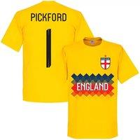 England Men's Pickford 1 Team Gk T-Shirt in Yellow | Size: Small