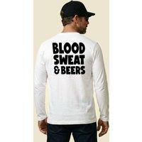 Gas Monkey Garage Men's Blood Sweat & Beers Long Sleeve T-Shirt in White | Size: 2XL