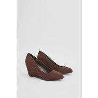 Dorothy Perkins Women's Duke Wedge Court Shoes in Chocolate | Size: 5