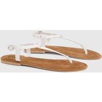 Dorothy Perkins Women's Florentina Real Leather Toe Post Flat Sandals in White | Size: 5