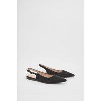 Dorothy Perkins Women's Nicci Faux Suede Pointed Slingback Flat Ballet Pumps in Natural Black | Size: 7