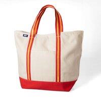 Lands' End Women's Large Zip Top Canvas Tote Bag in Cream
