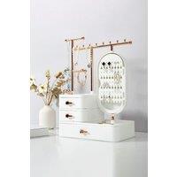 Living and Home Women's Jewelry Organizer Drawer Jewellery Tree Stand in White
