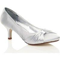 MyShoeStore Women's Women's Bridal Satin Heel Shoes in Silver | Size: 6
