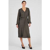 Damart Women's Wrap Sparkle Midi Dress Black Gold Shimmer | Size: 12