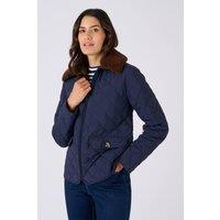 Damart Women's Water Repellent Quilted Jacket with Detachable Faux Fur Collar in Navy | Size: 18