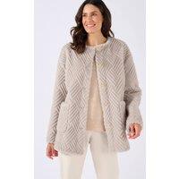 Damart Women's Super Cosy Round Neck Jacket With Gold Tone Buttons in Light Beige | Size: 10-12