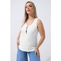 Yours Women's Shell Button Vest Top in White | Size: 26-28