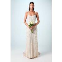 Coast Women's Embellished Strappy Maxi Wedding Dress with Train in Nude | Size: 16
