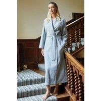British Boxers Women's Chalk Stripe Brushed Cotton Dressing Gown in Grey | Size: XL