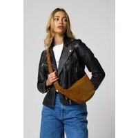 Barneys Originals Women's Tan Suede Crossbody Travel Bag