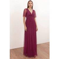 Anaya with Love Women's Twist Detail Short Sleeve Maxi Dress in Cerise | Size: 20