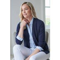 Pure Collection Women's Cashmere V Neck Cardigan in Navy | Size: 12