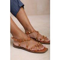 Where's That From Women's 'Montana' Gladiator Sandal With Stud Detail in Tan | Size: 8