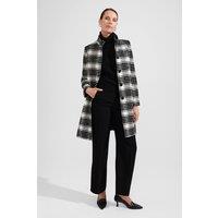 Hobbs London Women's Dani High Collar Checked Coat in Black | Size: 8