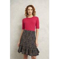 Hobbs London Women's Marley Floral Ruffle Hem Mini Skirt in Black | Size: 20