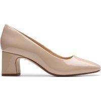 Clarks Women's Fernie Court Sand Patent Court Shoes, Slip Ons, Heels in Beige | Size: 4-Standard Fit