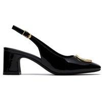 Clarks Women's Fernie Sling Black Patent Leather Court Shoes, Heels, Sling Back | Size: 4-Standard Fit