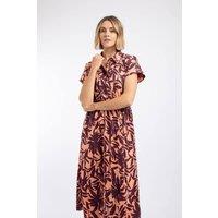 Weird Fish Women's Artemis Printed Jersey Shift Dress in Pale Orange | Size: 16