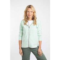 Weird Fish Women's Catalina Striped Full Zip Hoodie in Light Green | Size: 20