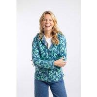 Weird Fish Women's Imogen Full Zip Printed Microfleece Hoodie in Duck Egg Blue | Size: 8